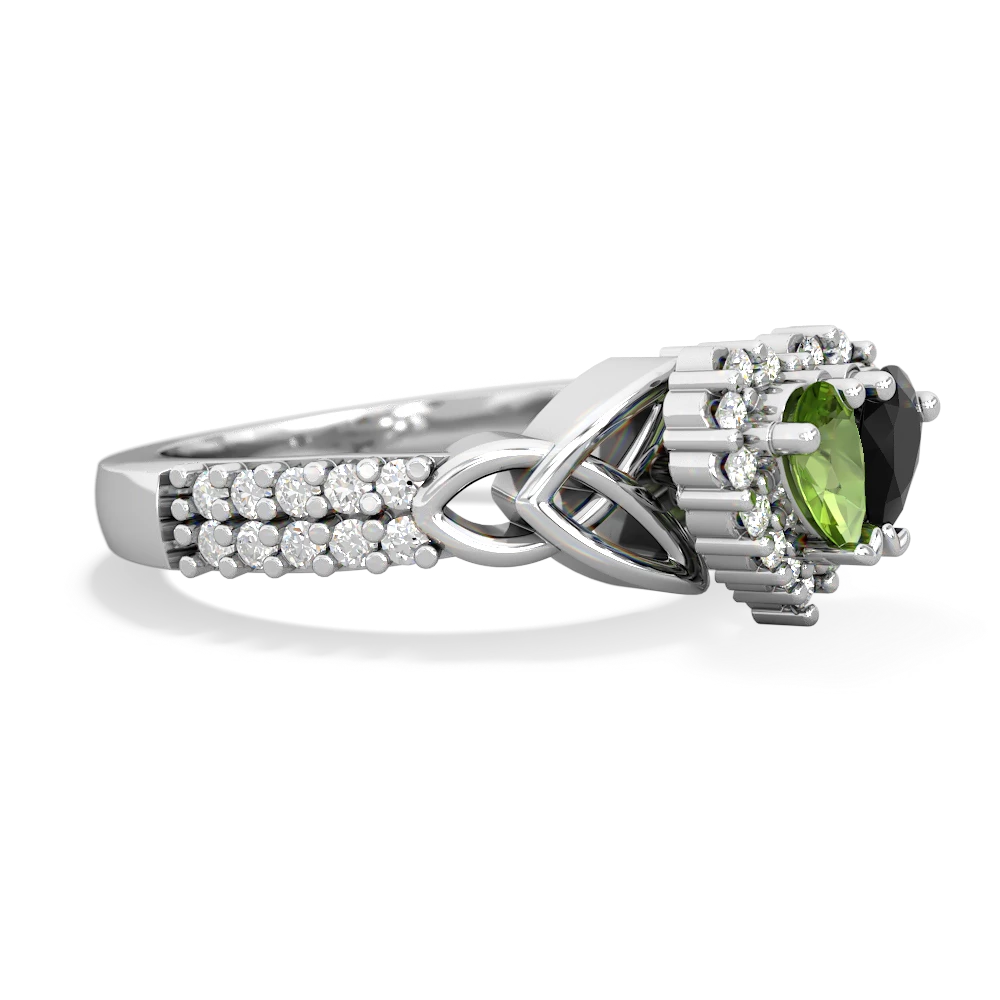 Peridot Celtic Knot Two Hearts As One 14K White Gold ring R2644HRT