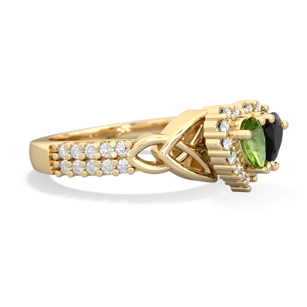 Peridot Celtic Knot Two Hearts As One 14K Yellow Gold ring R2644HRT