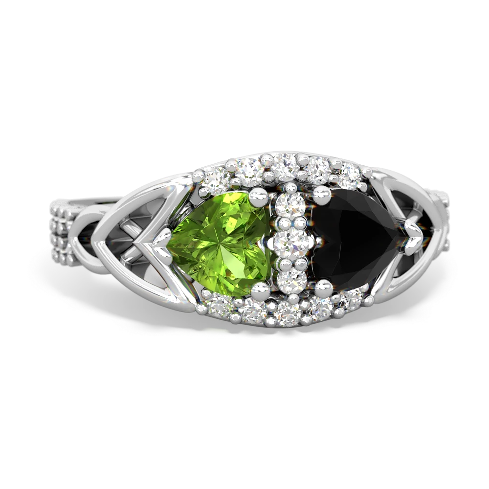 Peridot Sparkling Celtic Knot 14K White Gold ring R2645