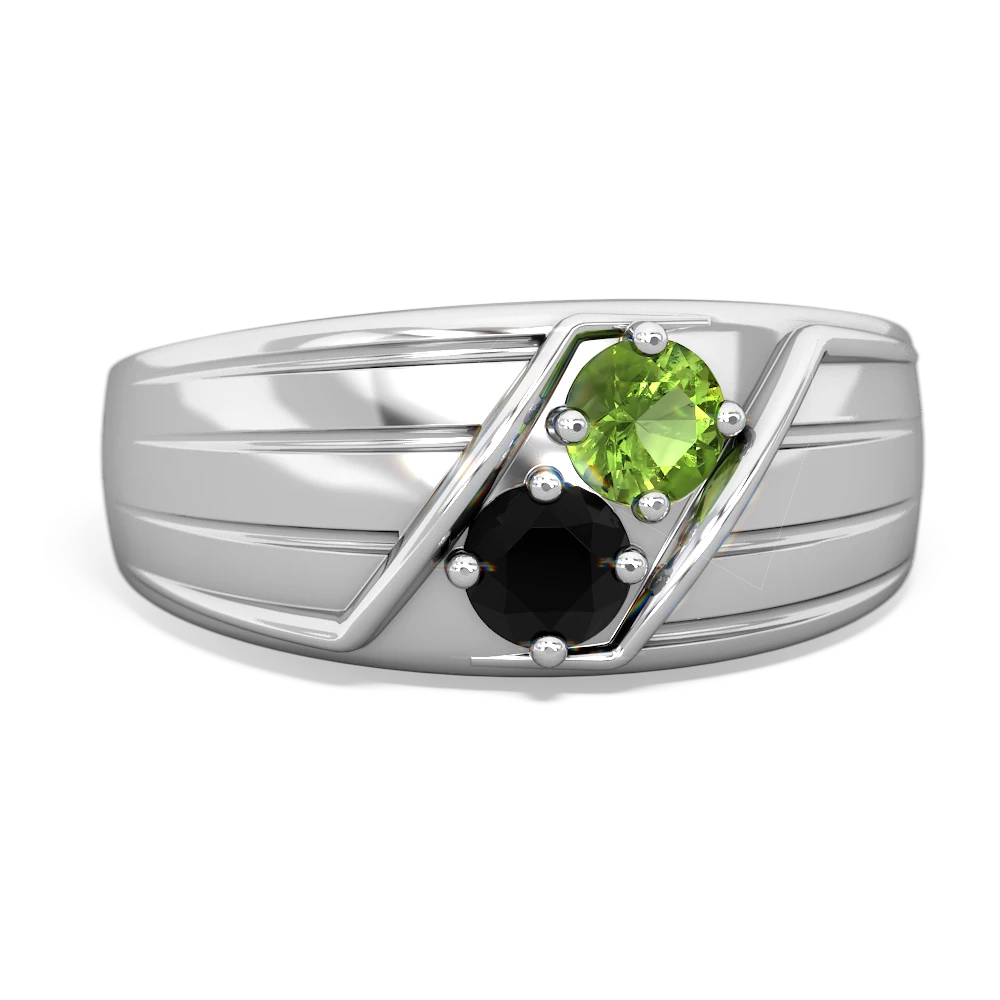 Peridot Men's Streamline 14K White Gold ring R0460