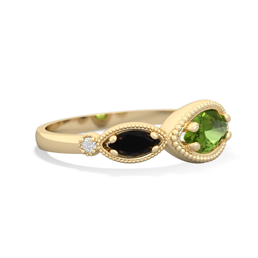 Peridot Milgrain Marquise 14K Yellow Gold ring R5700