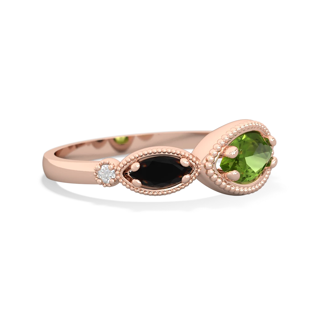 Peridot Milgrain Marquise 14K Rose Gold ring R5700