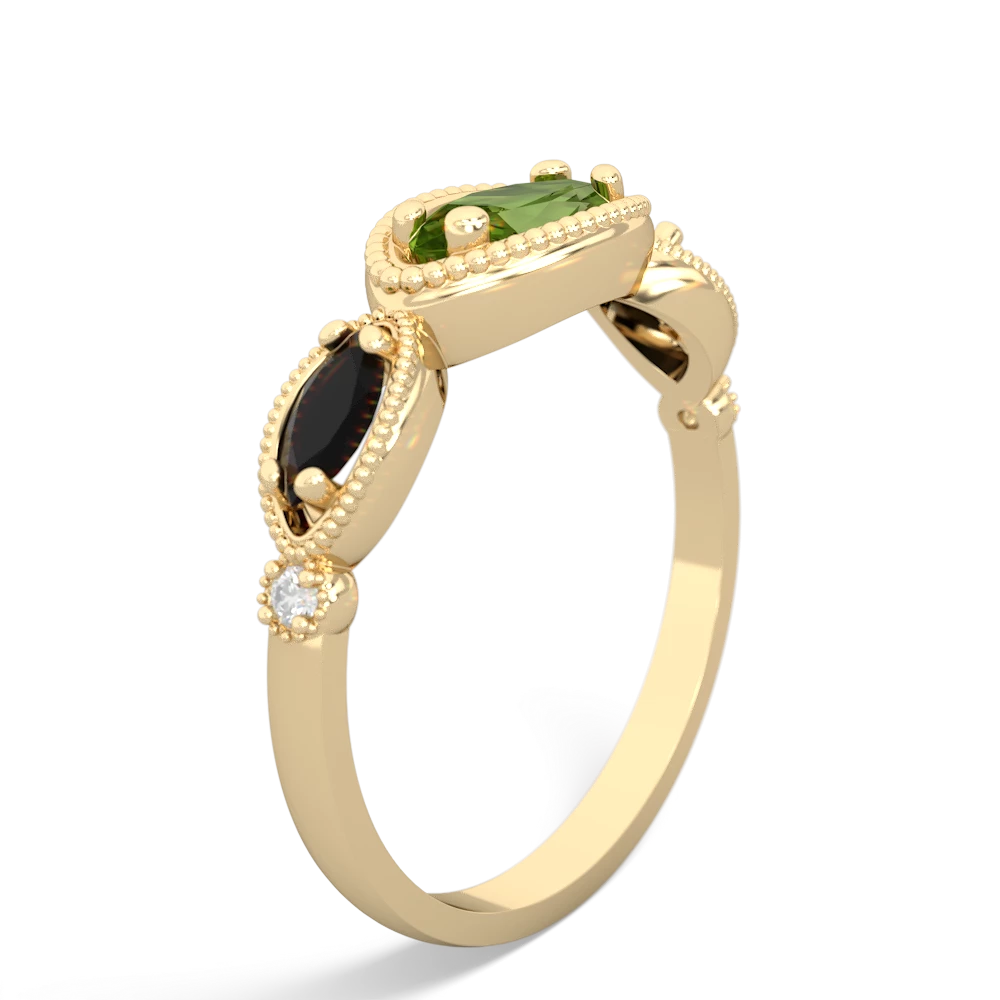 Peridot Milgrain Marquise 14K Yellow Gold ring R5700