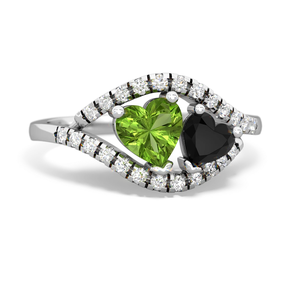 Peridot Mother And Child 14K White Gold ring R3010