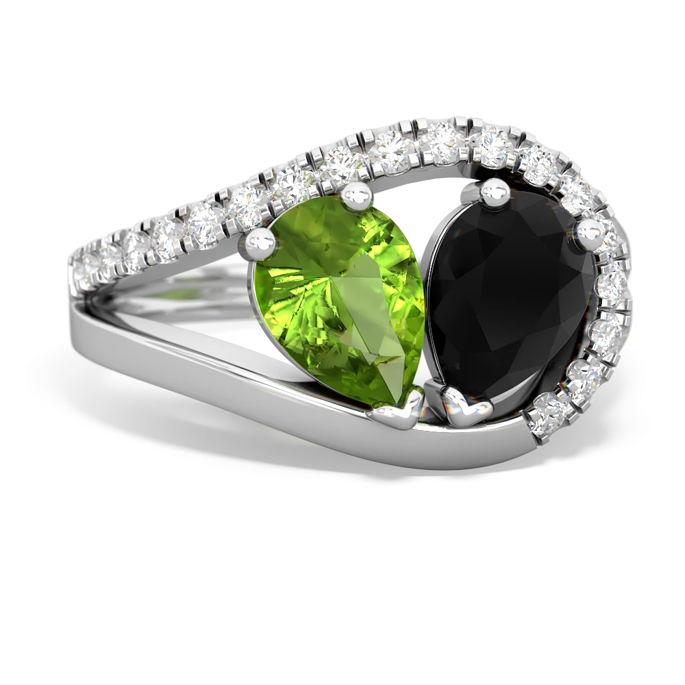 Peridot Nestled Heart Keepsake 14K White Gold ring R5650