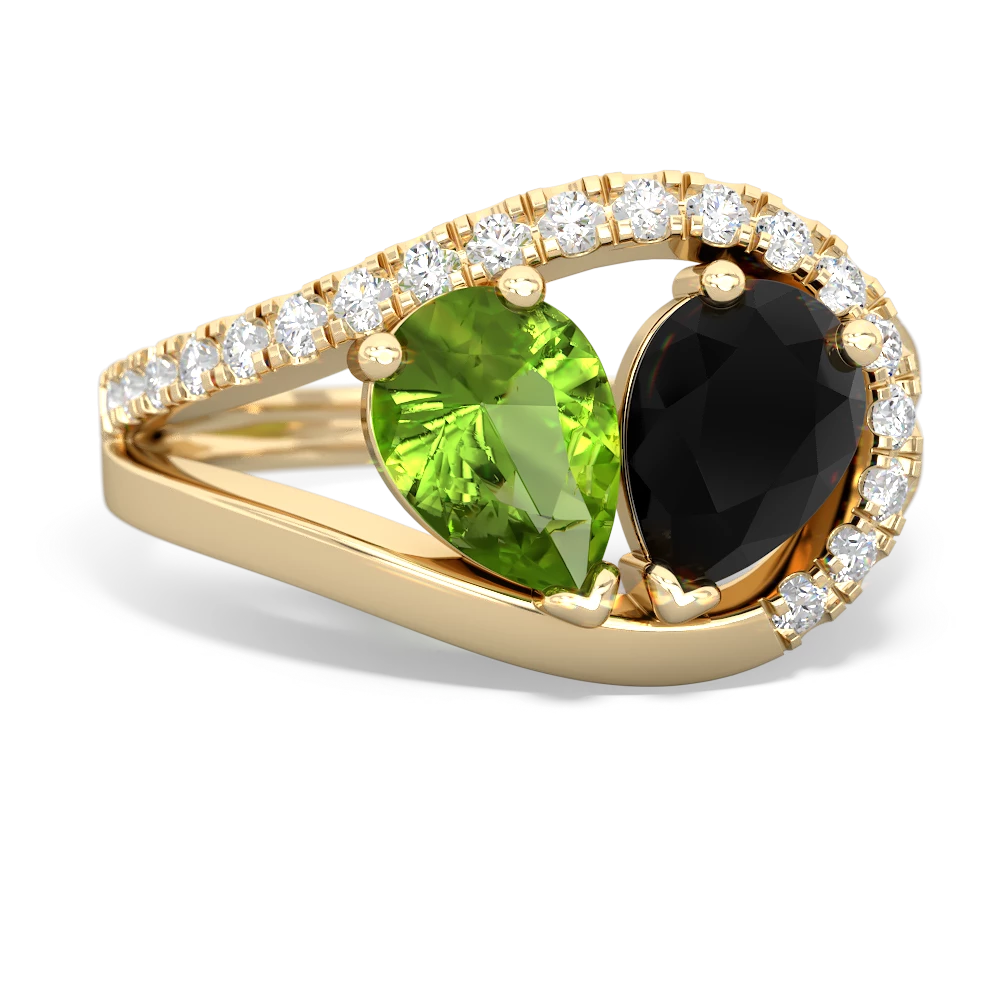 Peridot Nestled Heart Keepsake 14K Yellow Gold ring R5650