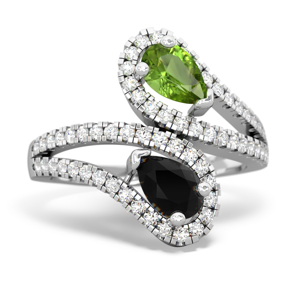 Peridot Diamond Dazzler 14K White Gold ring R3000