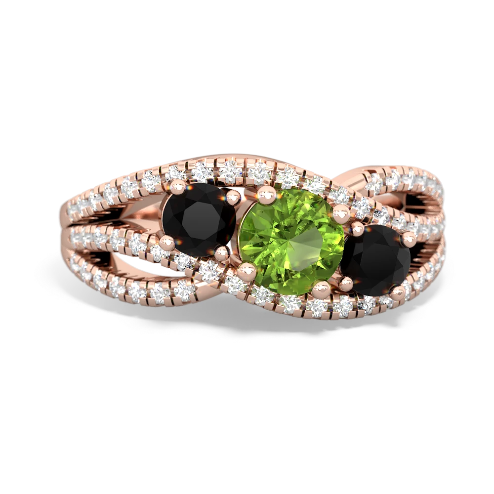 Peridot Three Stone Aurora 14K Rose Gold ring R3080