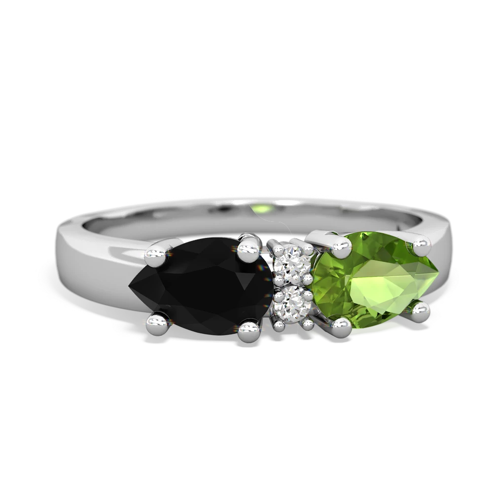 Peridot Pear Bowtie 14K White Gold ring R0865