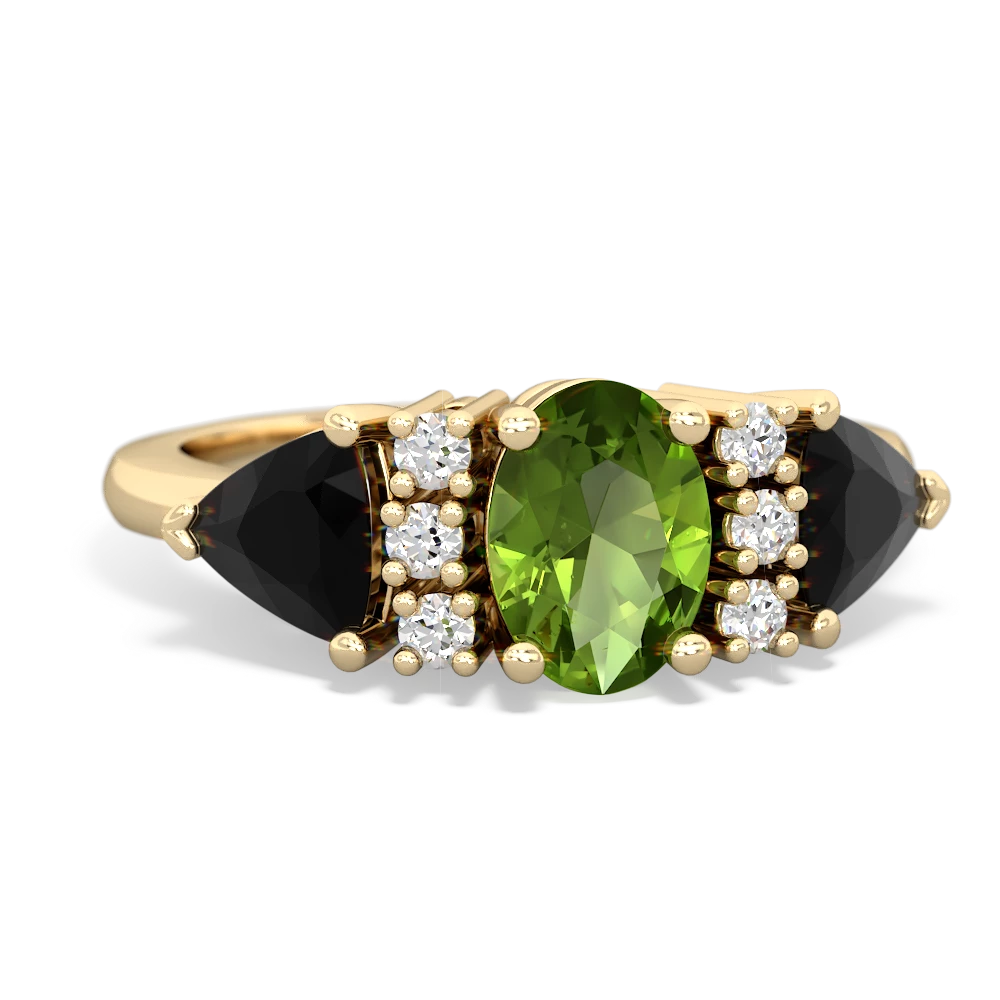 Peridot Antique Style Three Stone 14K Yellow Gold ring R2186