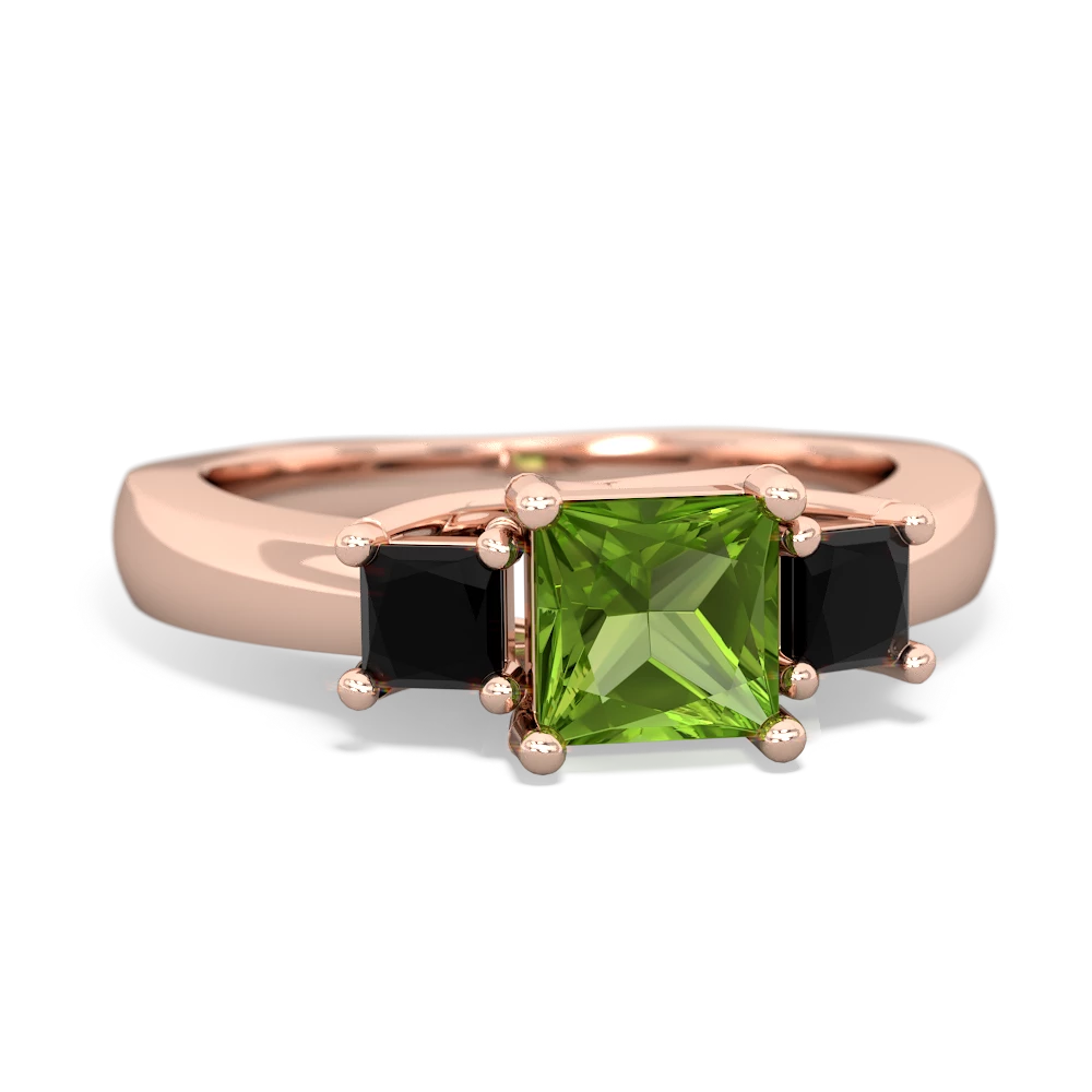 Peridot Three Stone Trellis 14K Rose Gold ring R4015