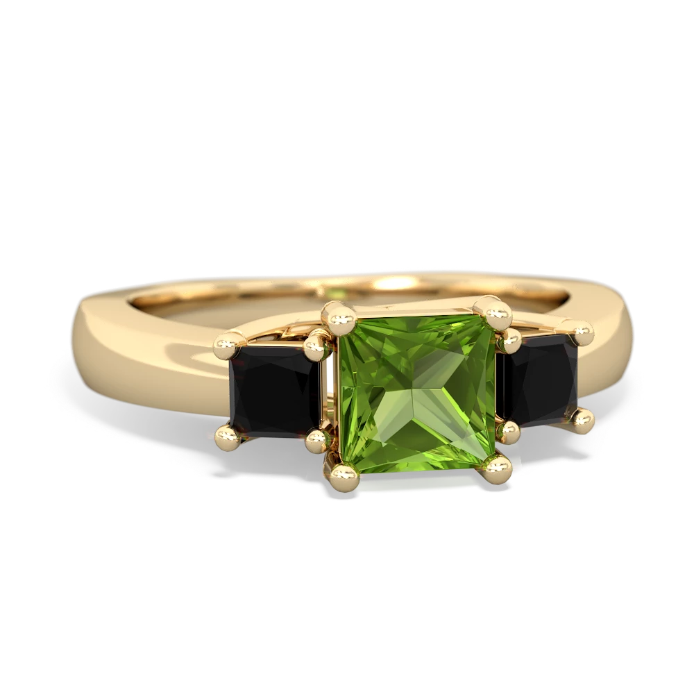 Peridot Three Stone Trellis 14K Yellow Gold ring R4015