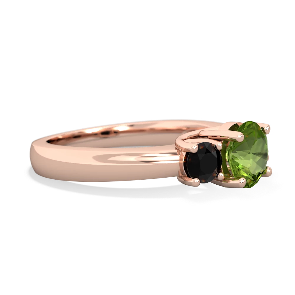 Peridot Three Stone Round Trellis 14K Rose Gold ring R4018