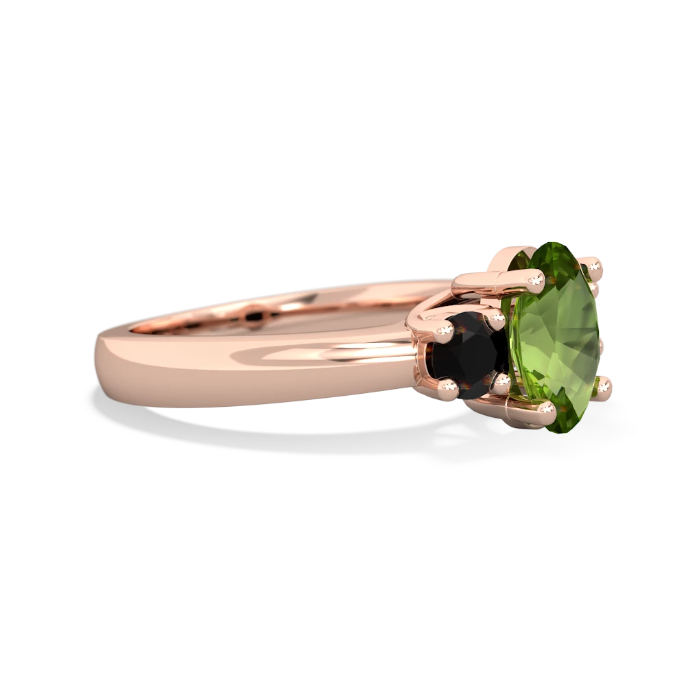 Peridot Three Stone Oval Trellis 14K Rose Gold ring R4024