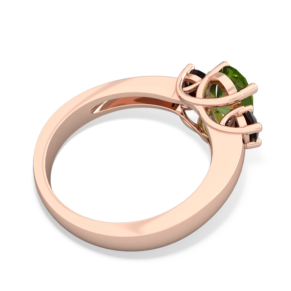 Peridot Three Stone Oval Trellis 14K Rose Gold ring R4024