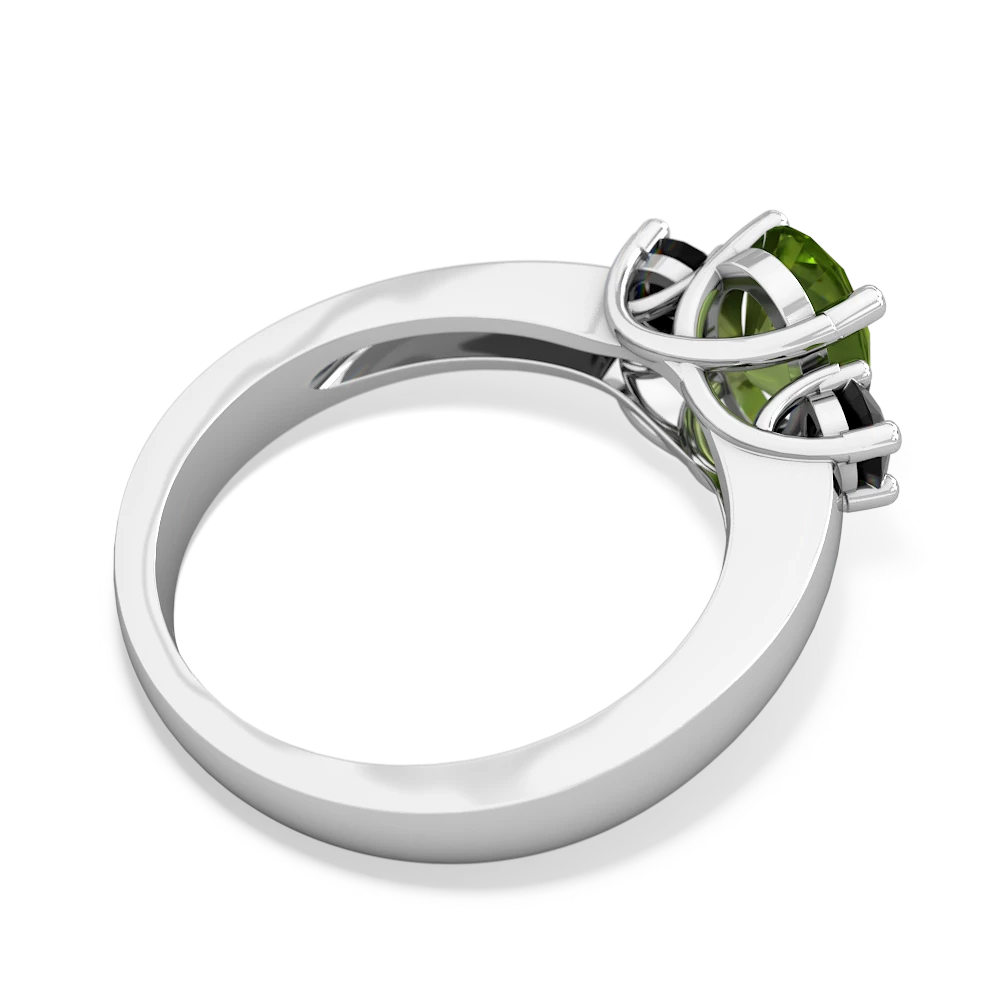 Peridot Three Stone Oval Trellis 14K White Gold ring R4024