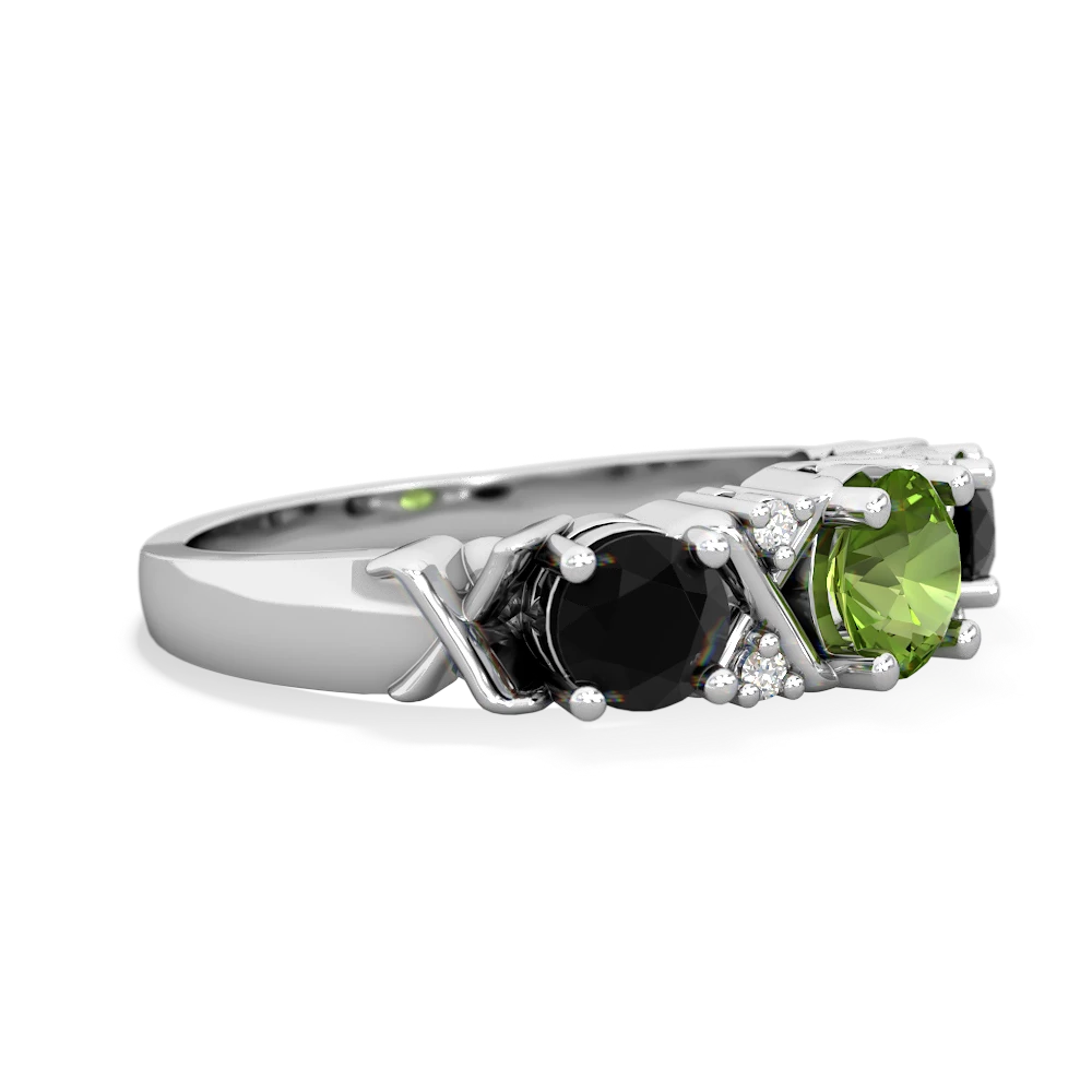 Peridot Hugs And Kisses 14K White Gold ring R5016