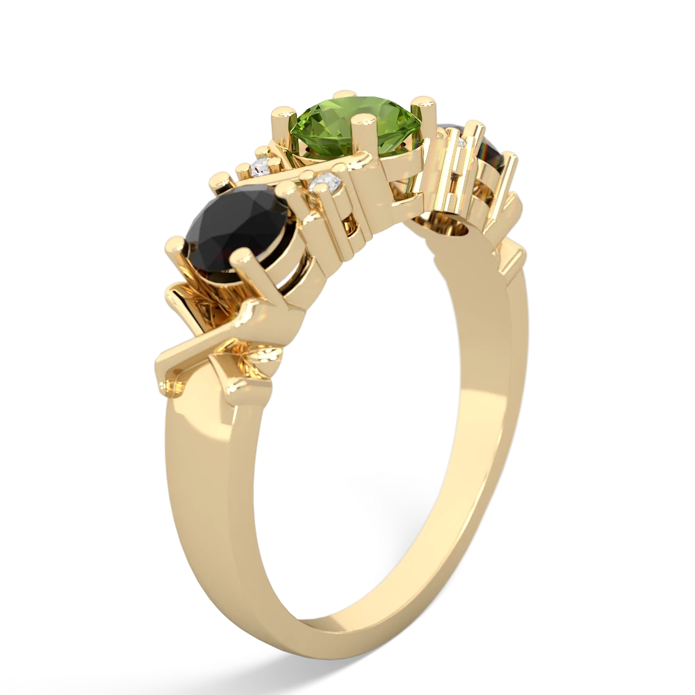 Peridot Hugs And Kisses 14K Yellow Gold ring R5016