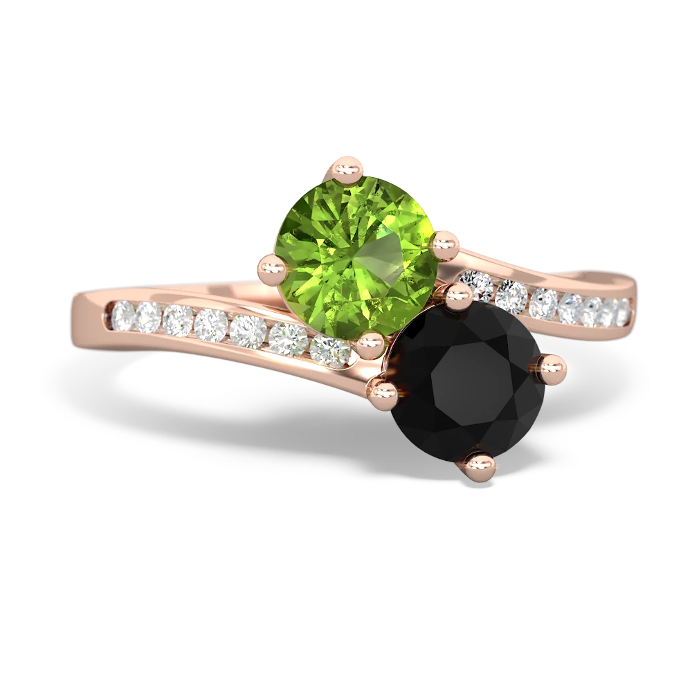 Peridot Channel Set Two Stone 14K Rose Gold ring R5303