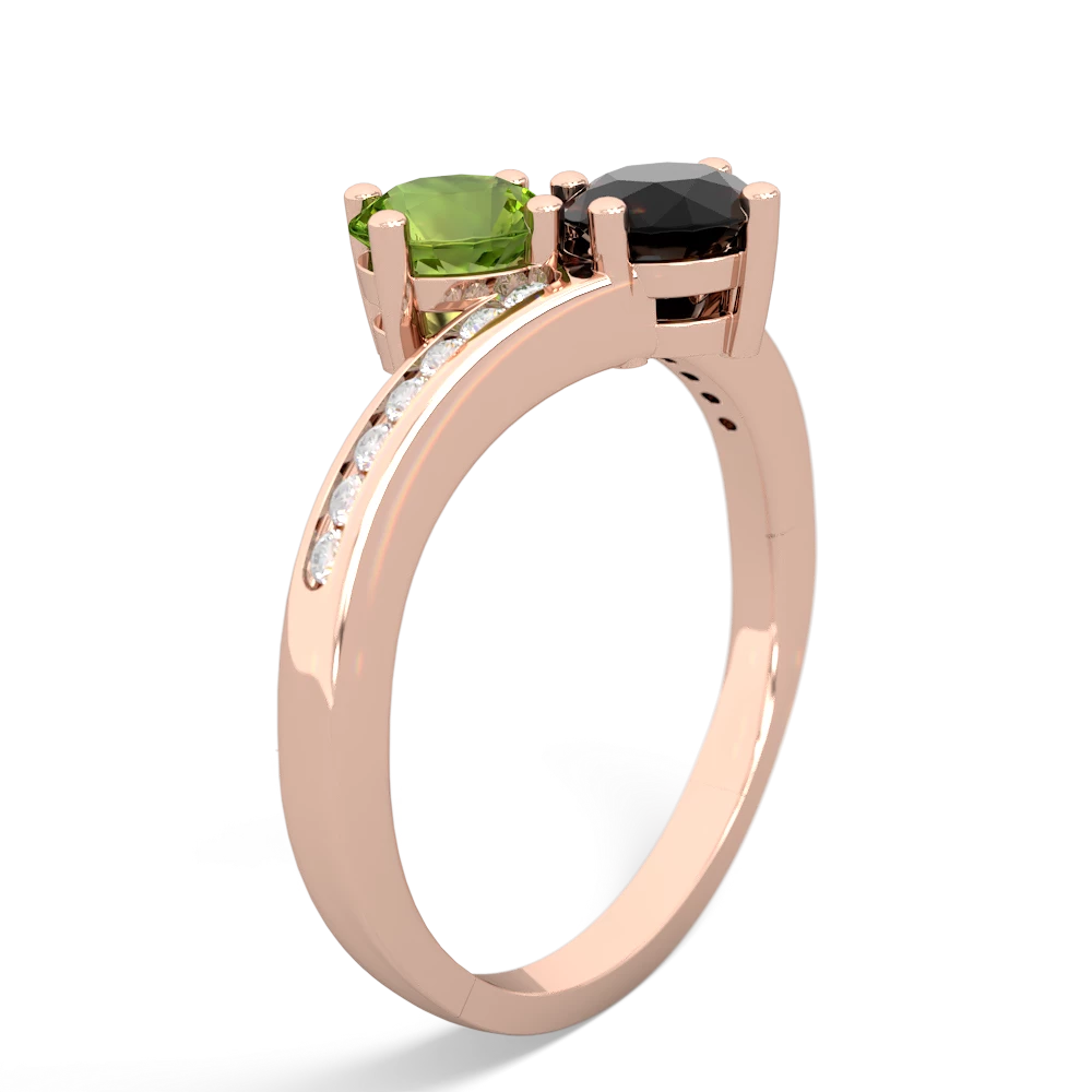 Peridot Channel Set Two Stone 14K Rose Gold ring R5303