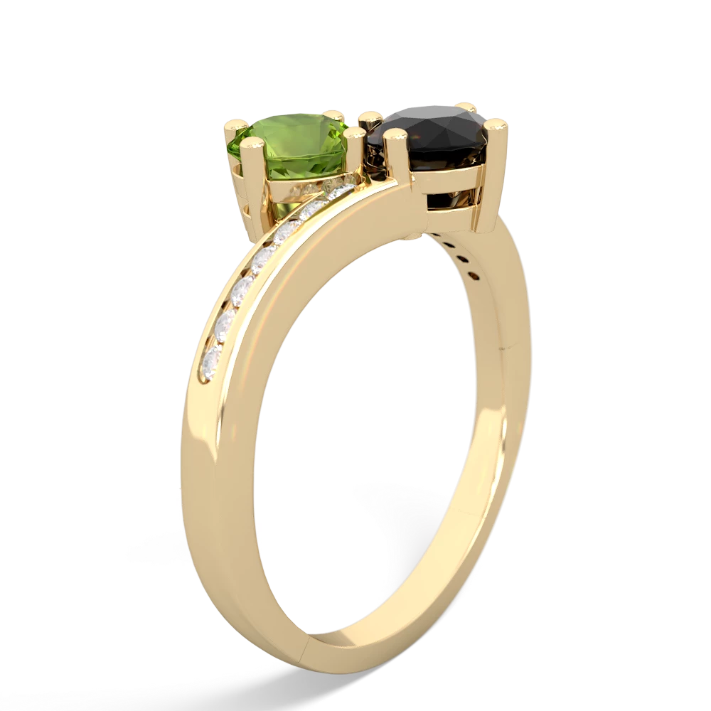 Peridot Channel Set Two Stone 14K Yellow Gold ring R5303