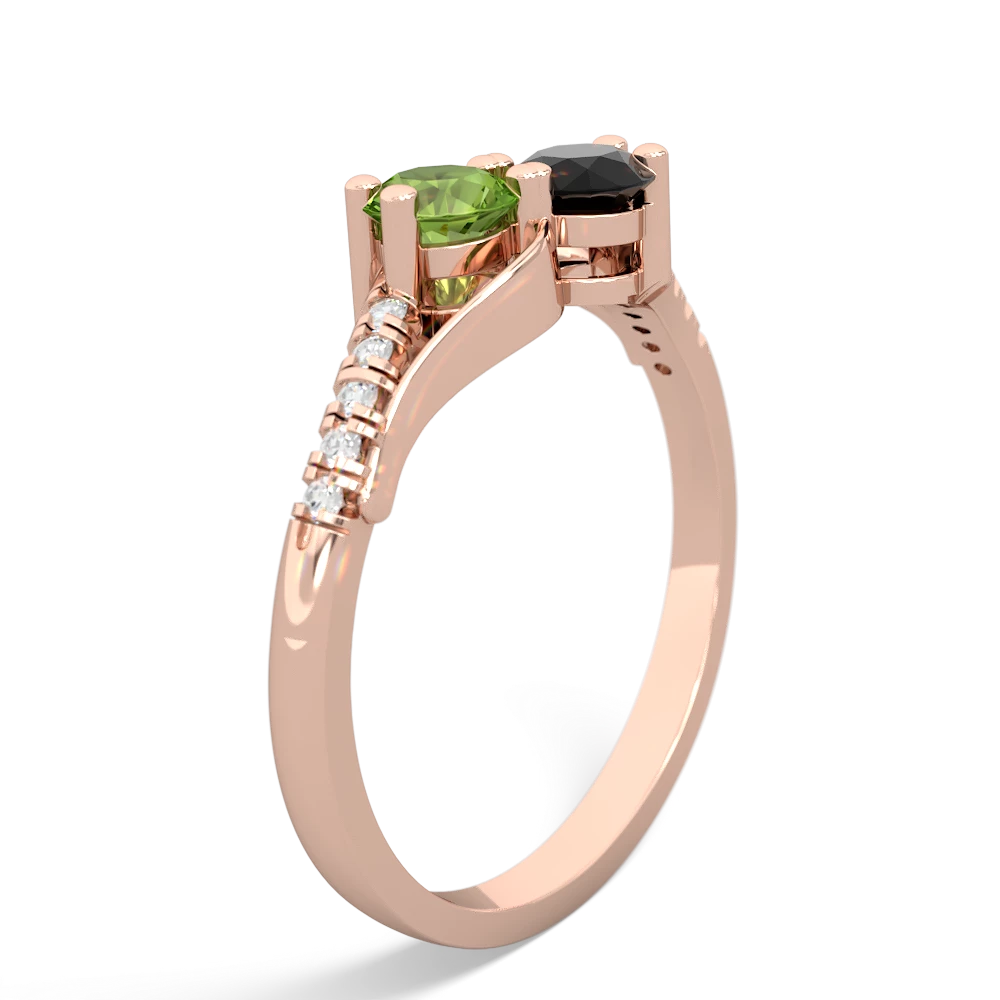 Peridot Infinity Pave Two Stone 14K Rose Gold ring R5285