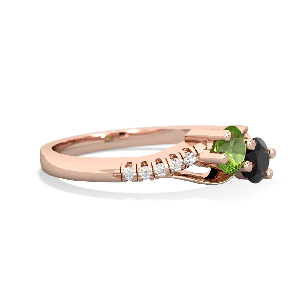 Peridot Infinity Pave Two Stone 14K Rose Gold ring R5285