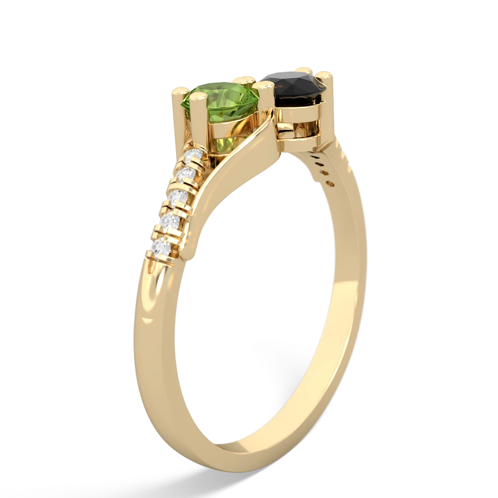 Peridot Infinity Pave Two Stone 14K Yellow Gold ring R5285