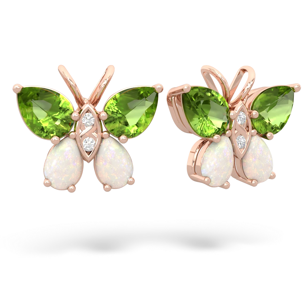 Peridot Butterfly 14K Rose Gold earrings E2215