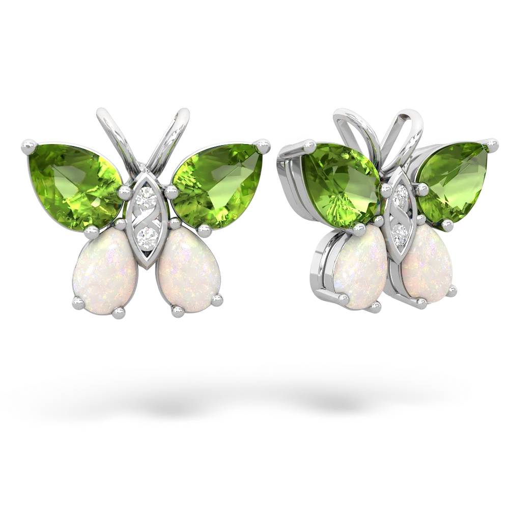 Peridot Butterfly 14K White Gold earrings E2215