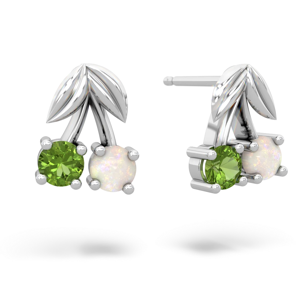 Peridot Sweet Cherries 14K White Gold earrings E7001