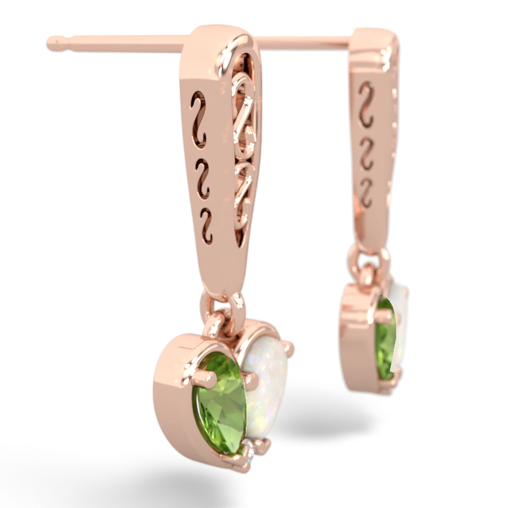 Peridot Filligree Heart 14K Rose Gold earrings E5070