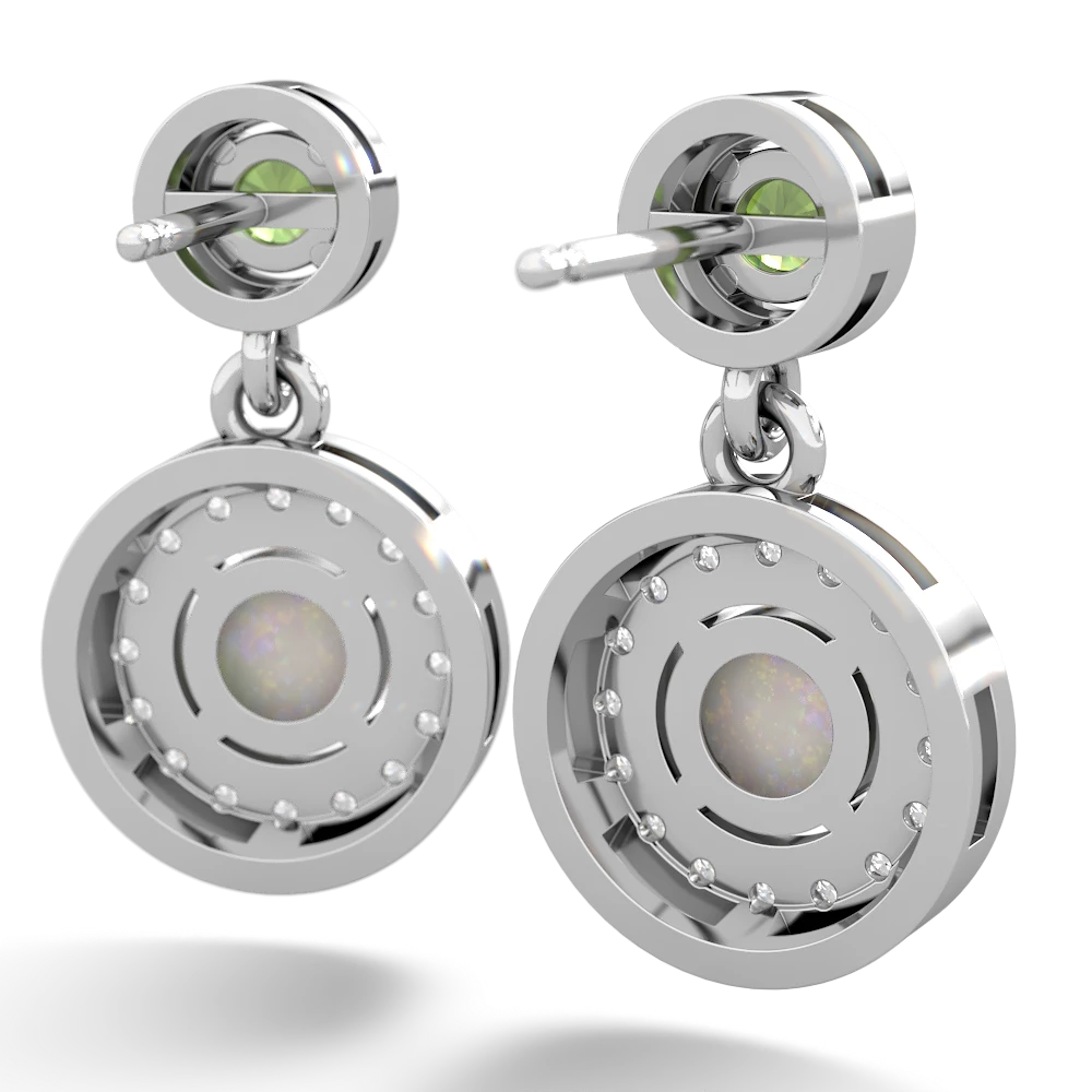 Peridot Halo Dangle 14K White Gold earrings E5319