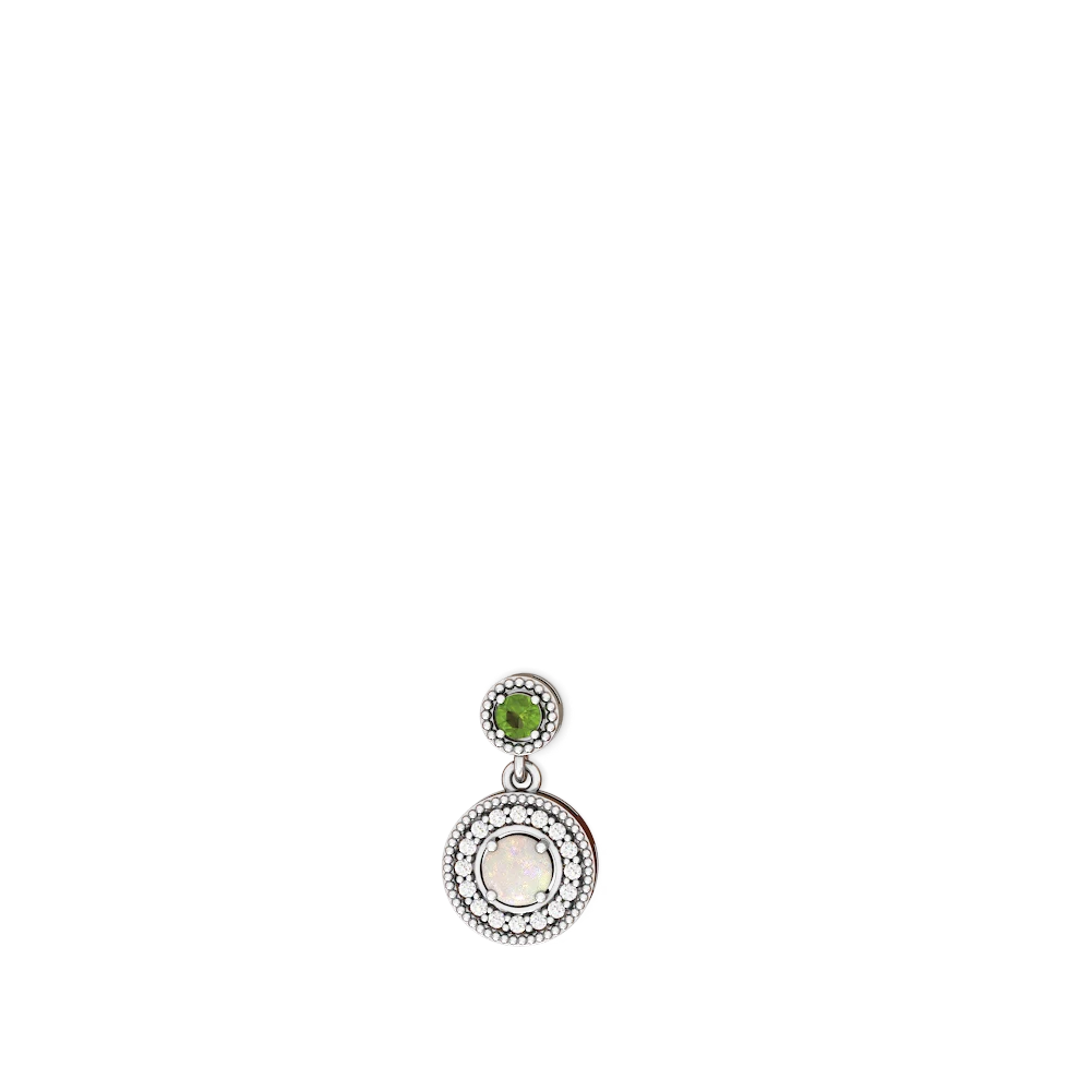 Peridot Halo Dangle 14K White Gold earrings E5319