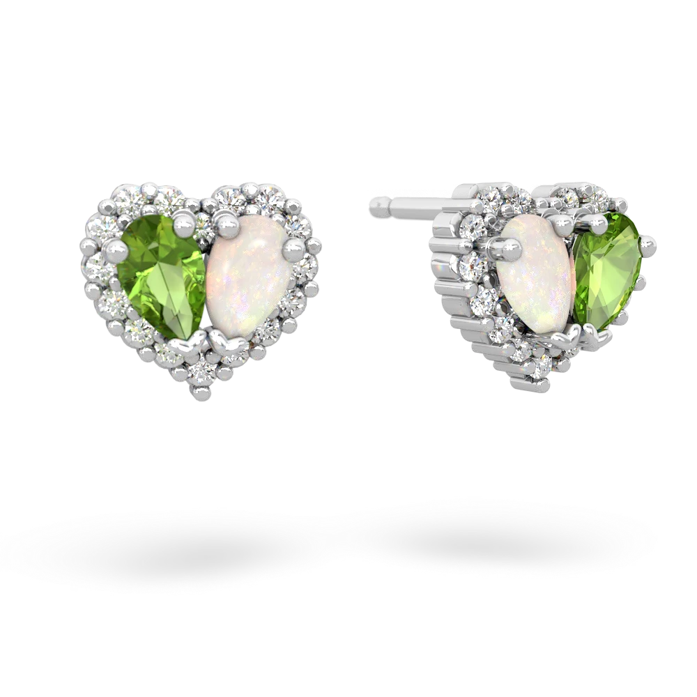 Peridot Halo 14K White Gold earrings E7008