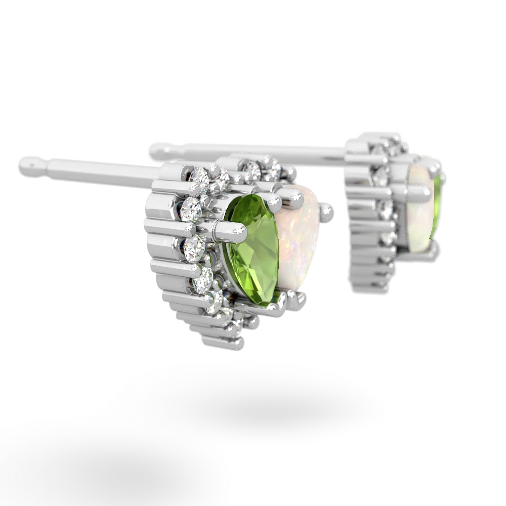 Peridot Halo 14K White Gold earrings E7008