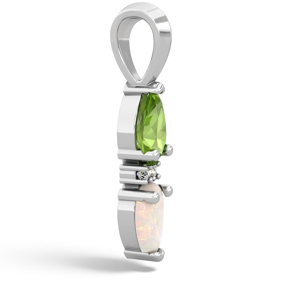 Peridot Bowtie Drop 14K White Gold pendant P0865