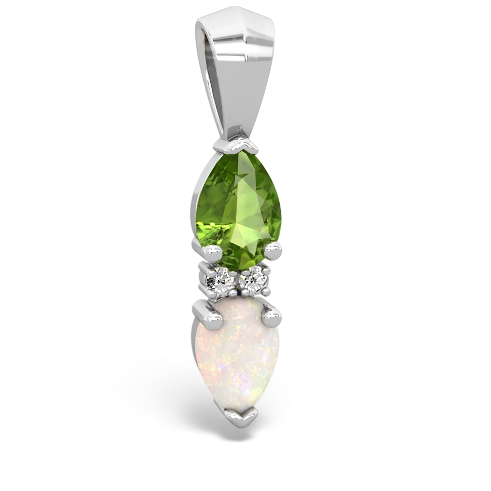 Peridot Bowtie Drop 14K White Gold pendant P0865