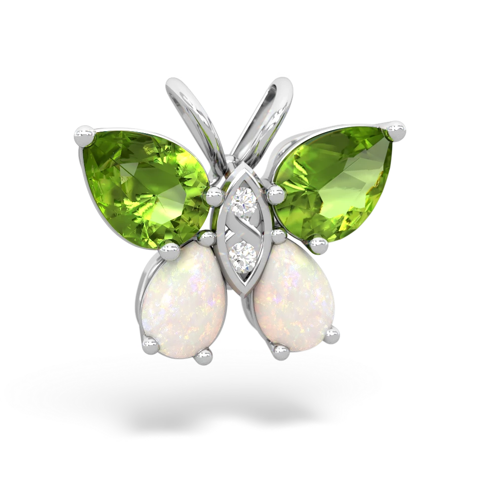 Peridot Butterfly 14K White Gold pendant P2215