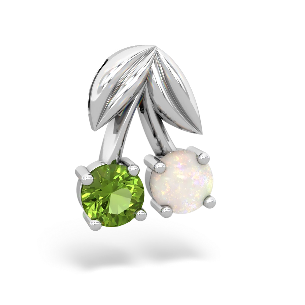 Peridot Sweet Cherries 14K White Gold pendant P7001