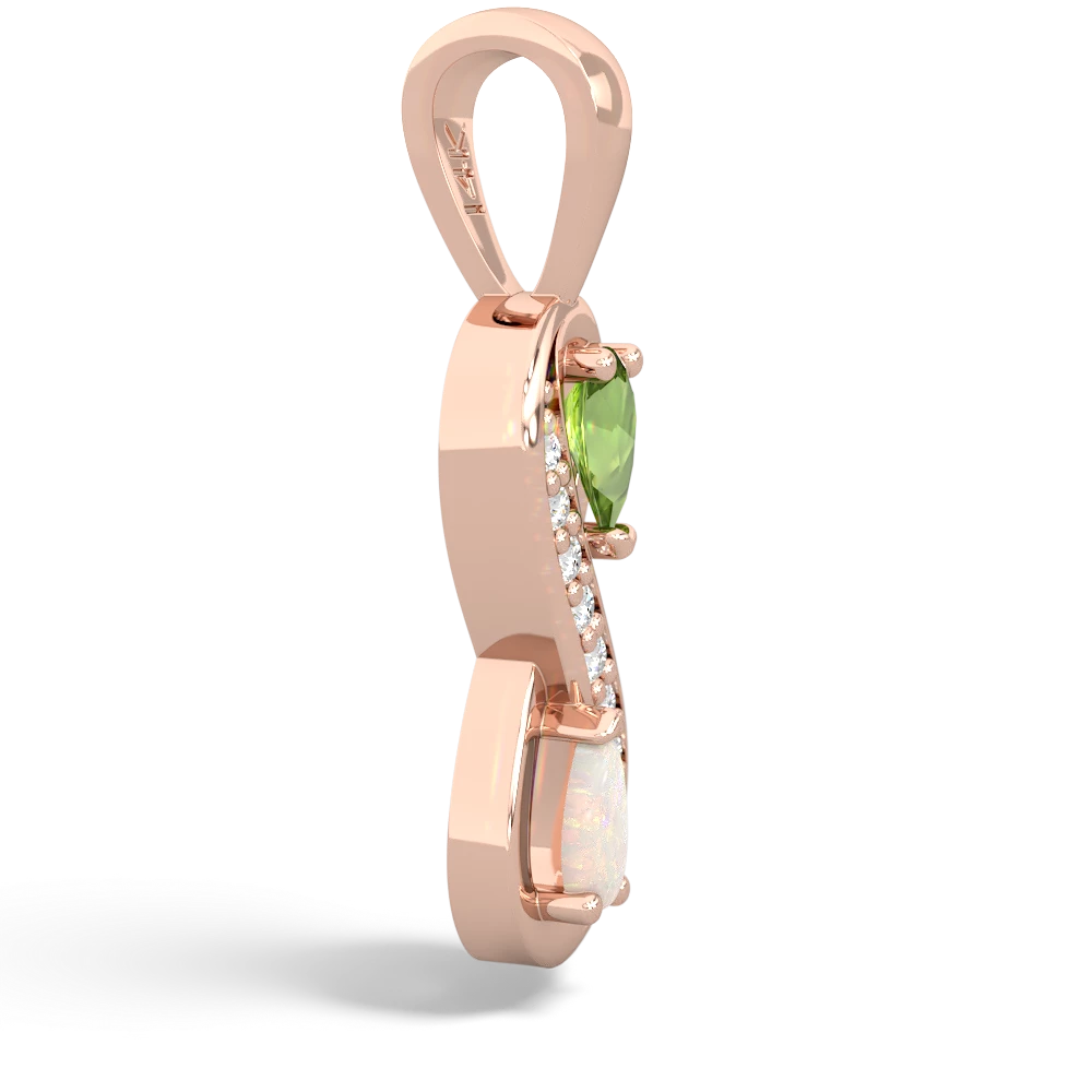 Peridot Diamond Infinity 14K Rose Gold pendant P5390