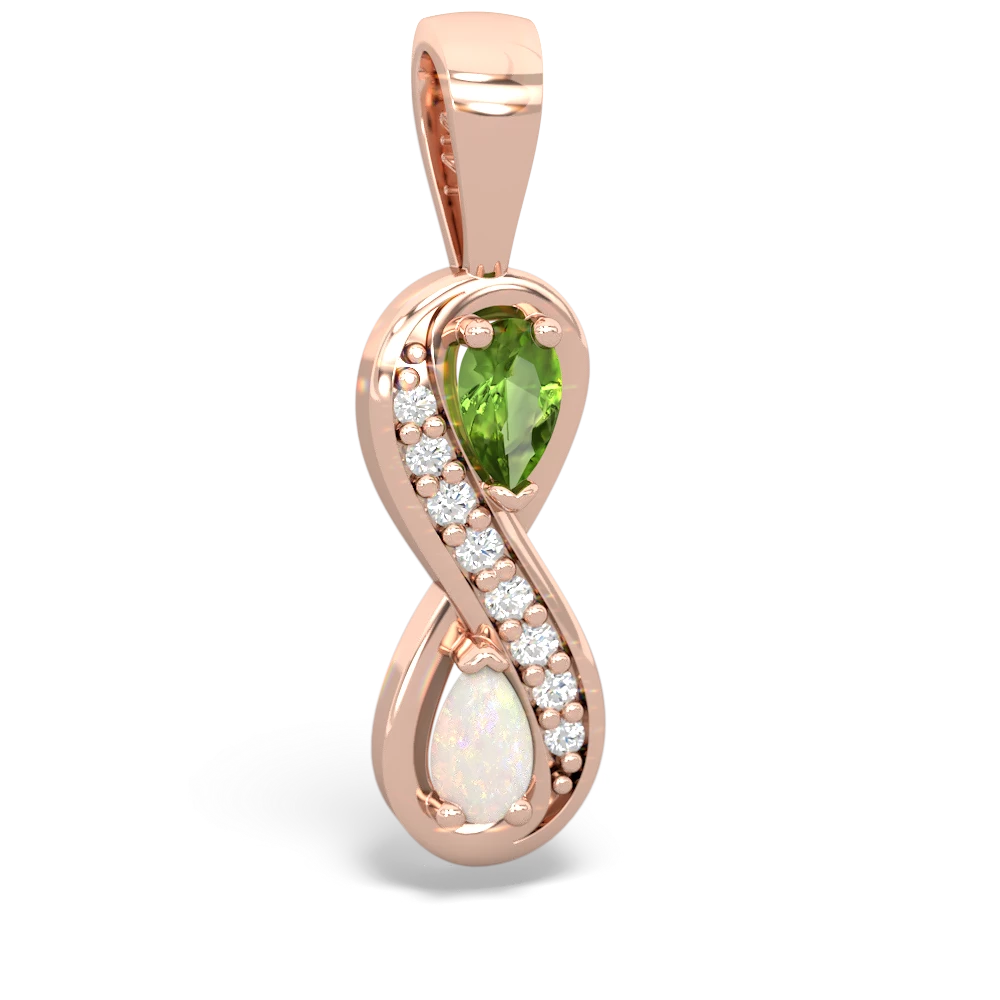 Peridot Diamond Infinity 14K Rose Gold pendant P5390