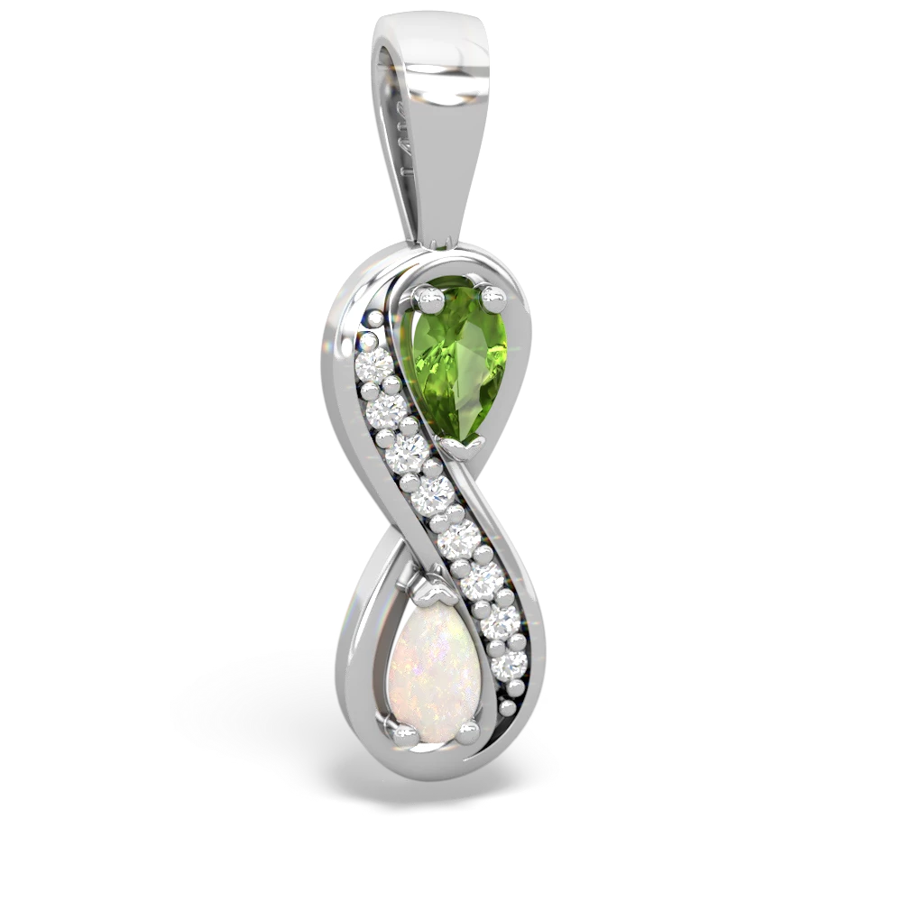 Peridot Diamond Infinity 14K White Gold pendant P5390