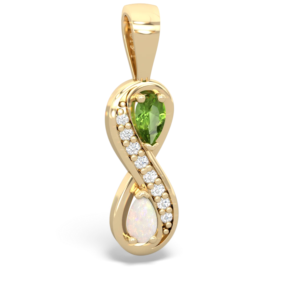 Peridot Diamond Infinity 14K Yellow Gold pendant P5390