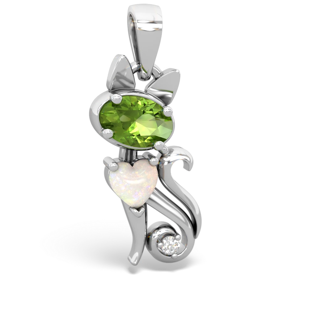 Peridot Kitten 14K White Gold pendant P5780