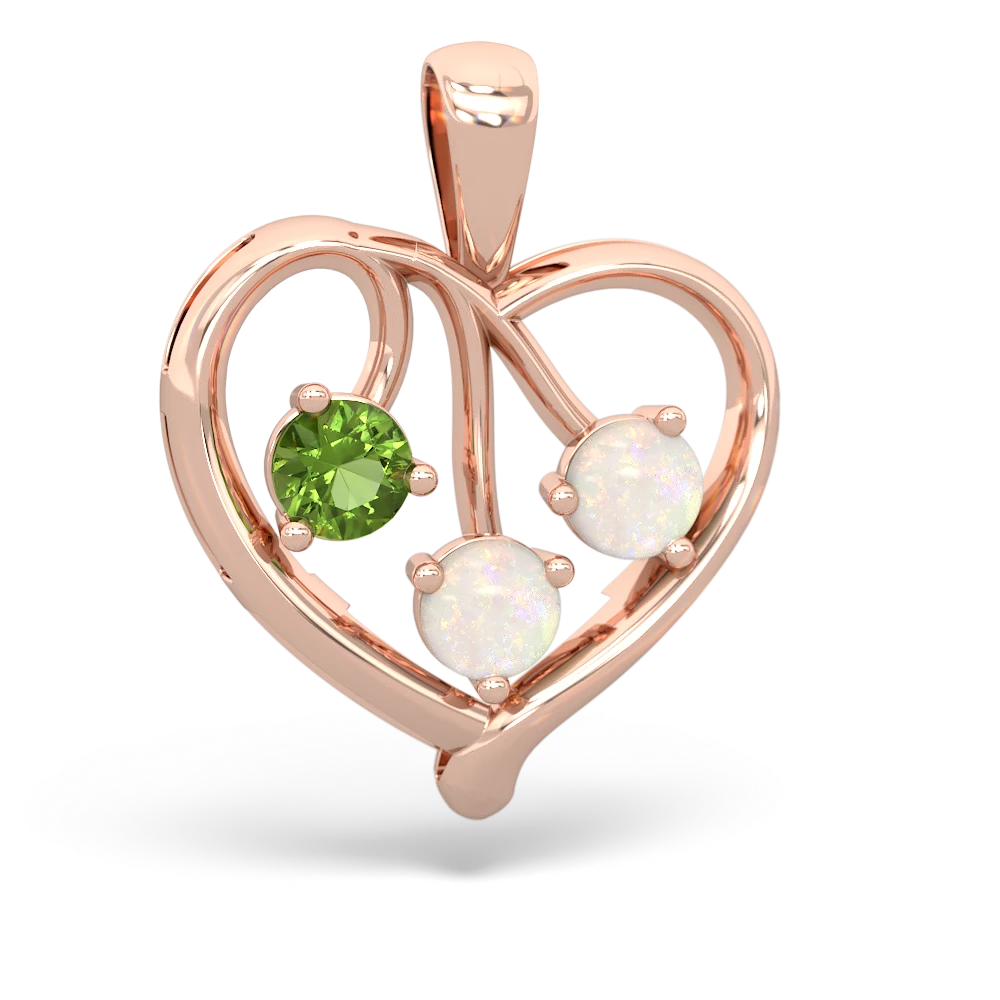 Peridot Glowing Heart 14K Rose Gold pendant P2233