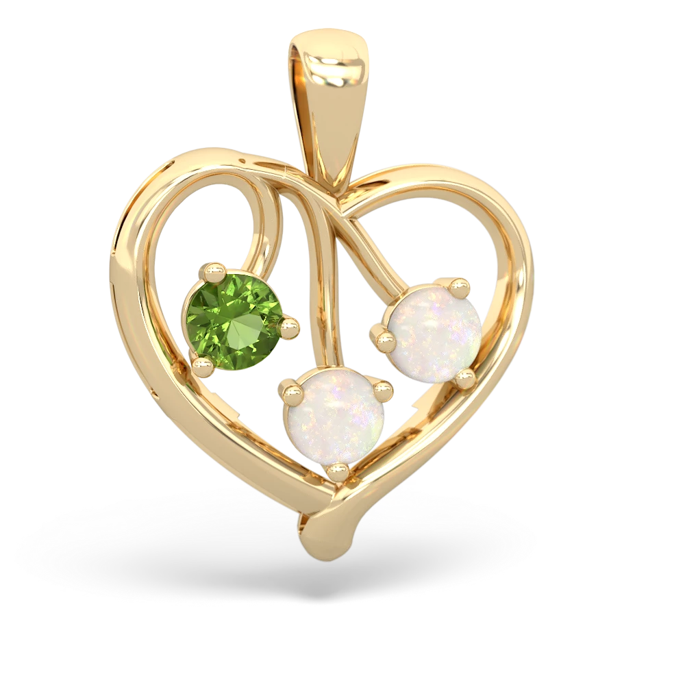 Peridot Glowing Heart 14K Yellow Gold pendant P2233