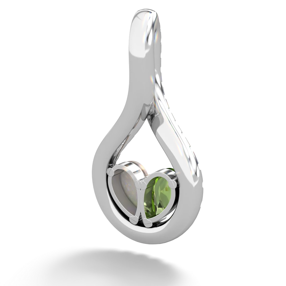 Peridot Pave Twist 'One Heart' 14K White Gold pendant P5360