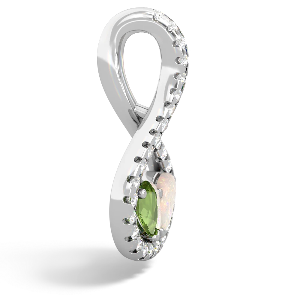 Peridot Pave Twist 'One Heart' 14K White Gold pendant P5360