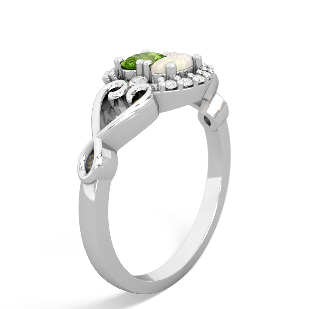 Peridot Love Nest 14K White Gold ring R5860